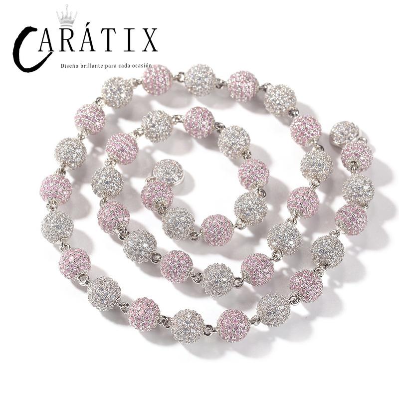 CARÁTIX Beads Link Chain | Micro Paved CZ Iced Out Hip Hop Necklace for Men & Women