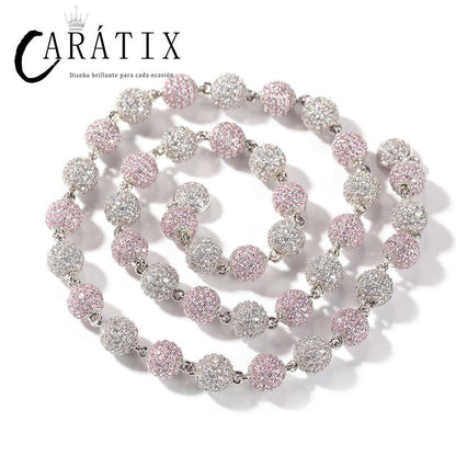 CARÁTIX Beads Link Chain | Micro Paved CZ Iced Out Hip Hop Necklace for Men & Women