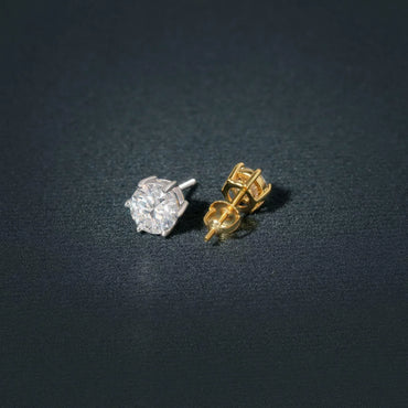Classic 925 Silver Six Prong Round Moissanite Stud Earrings - CaratixJewelry