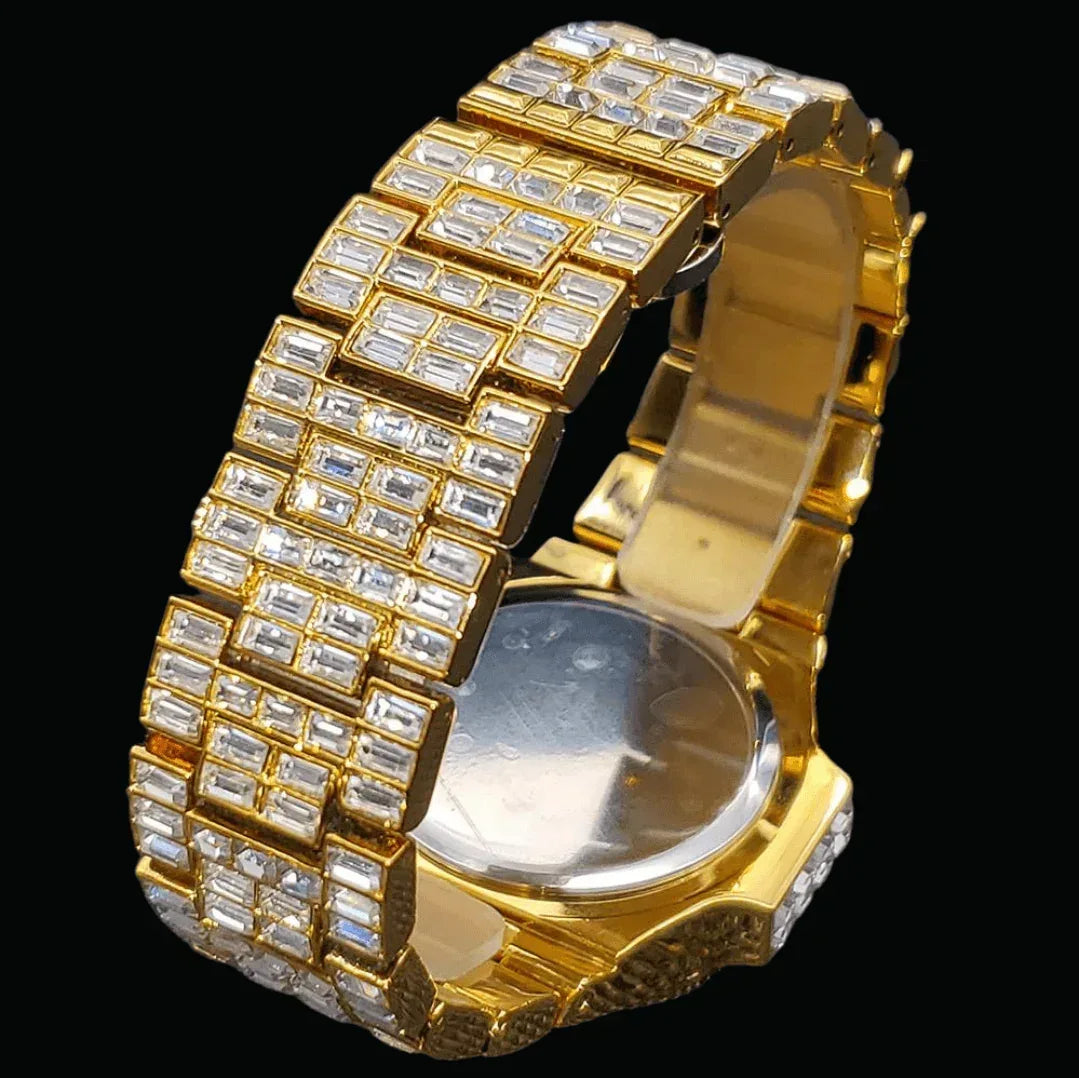Fully Lab Iced Out Watch – Luxury Hip Hop Timepiece - CaratixJewelry