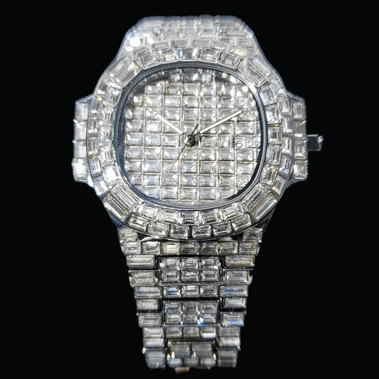 Fully Lab Iced Out Watch – Luxury Hip Hop Timepiece - CaratixJewelry