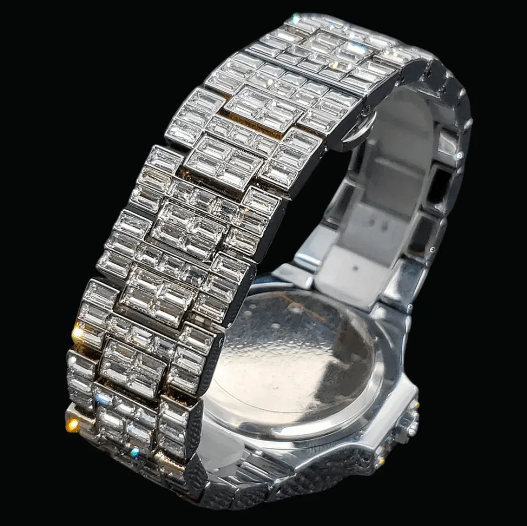 Fully Lab Iced Out Watch – Luxury Hip Hop Timepiece - CaratixJewelry
