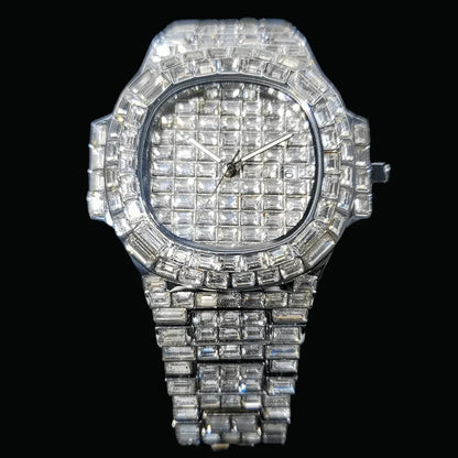 Fully Lab Iced Out Watch – Luxury Hip Hop Timepiece - CaratixJewelry