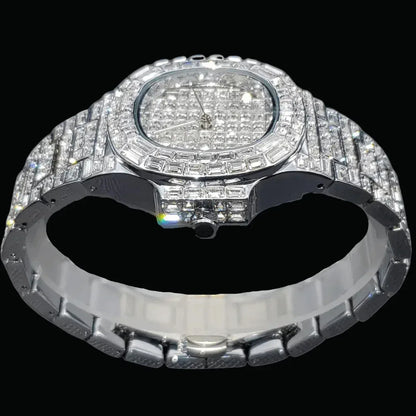 Fully Lab Iced Out Watch – Luxury Hip Hop Timepiece - CaratixJewelry