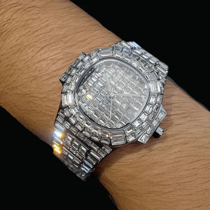 Fully Lab Iced Out Watch – Luxury Hip Hop Timepiece - CaratixJewelry
