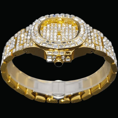 Fully Lab Iced Out Watch – Luxury Hip Hop Timepiece - CaratixJewelry