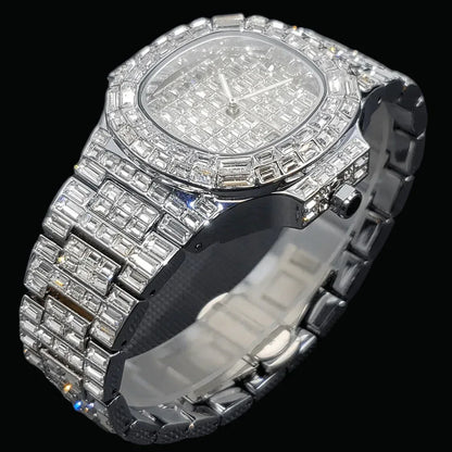 Fully Lab Iced Out Watch – Luxury Hip Hop Timepiece - CaratixJewelry