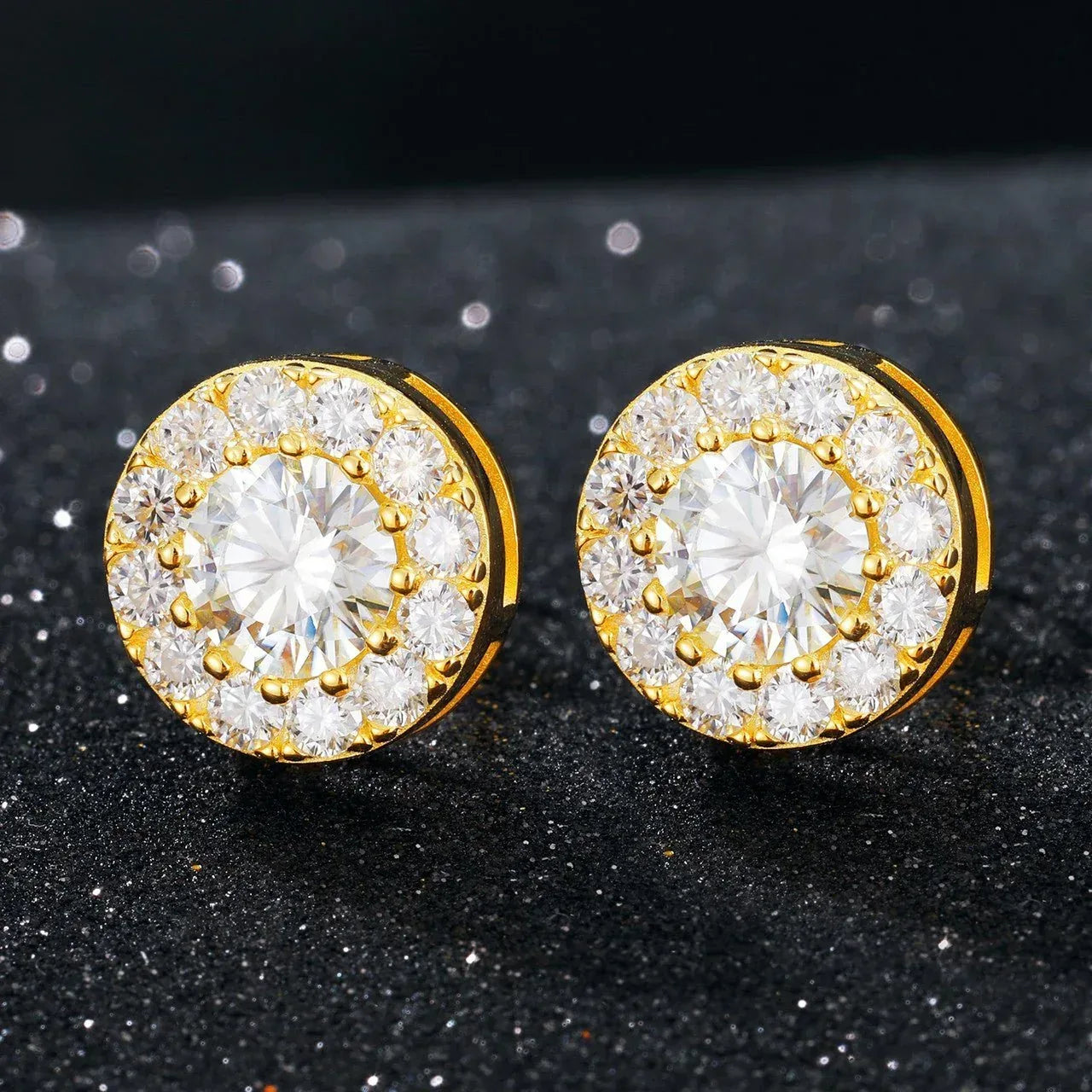 Genuine VVS 925 Sterling Silver Iced Round Stud Earrings - CaratixJewelry