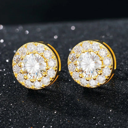 Genuine VVS 925 Sterling Silver Iced Round Stud Earrings - CaratixJewelry