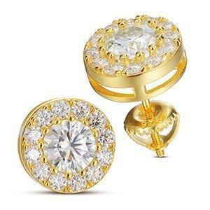 Genuine VVS 925 Sterling Silver Iced Round Stud Earrings - CaratixJewelry