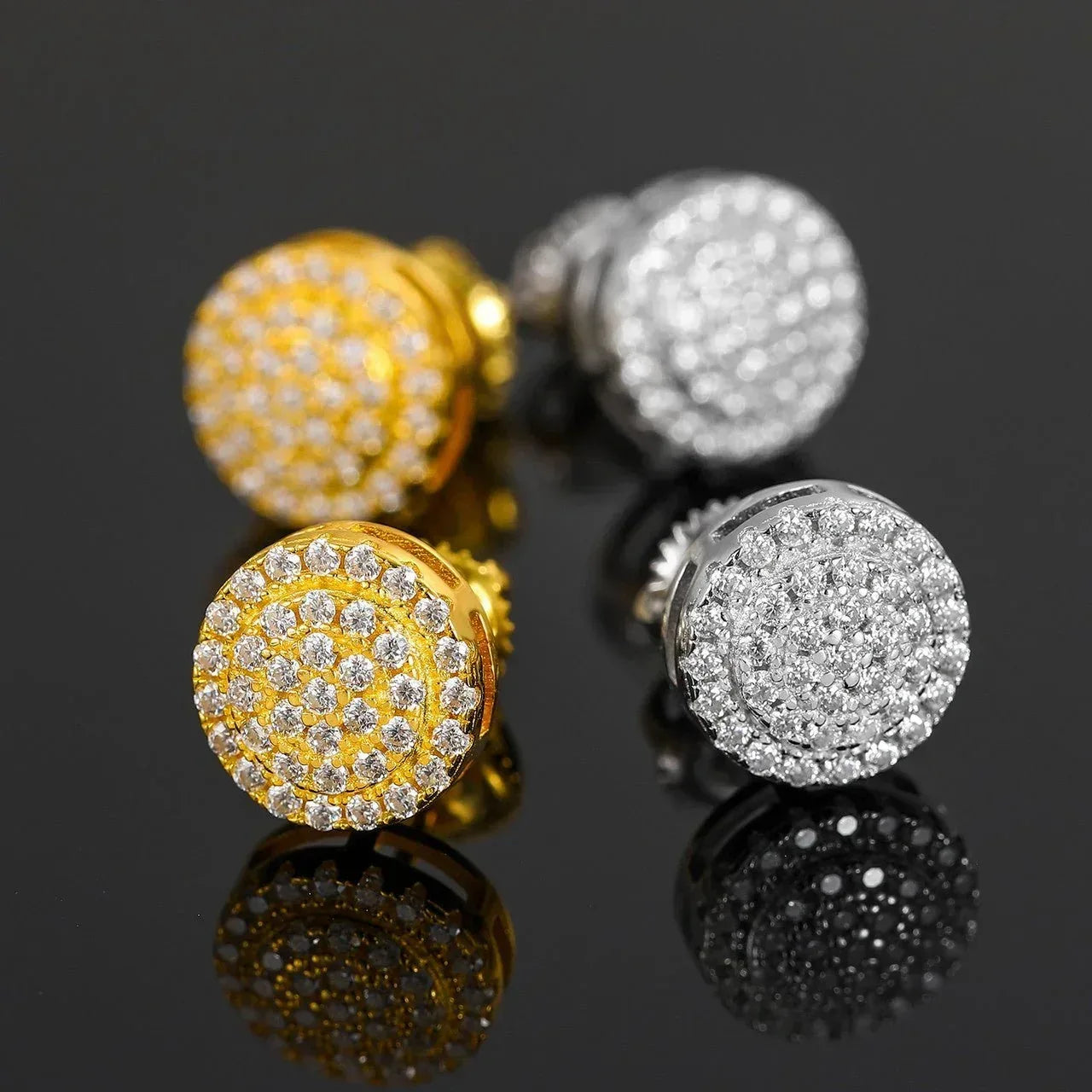 Genuine VVS Solid Sterling Silver Ice Cluster Hip Hop Earrings - CaratixJewelry