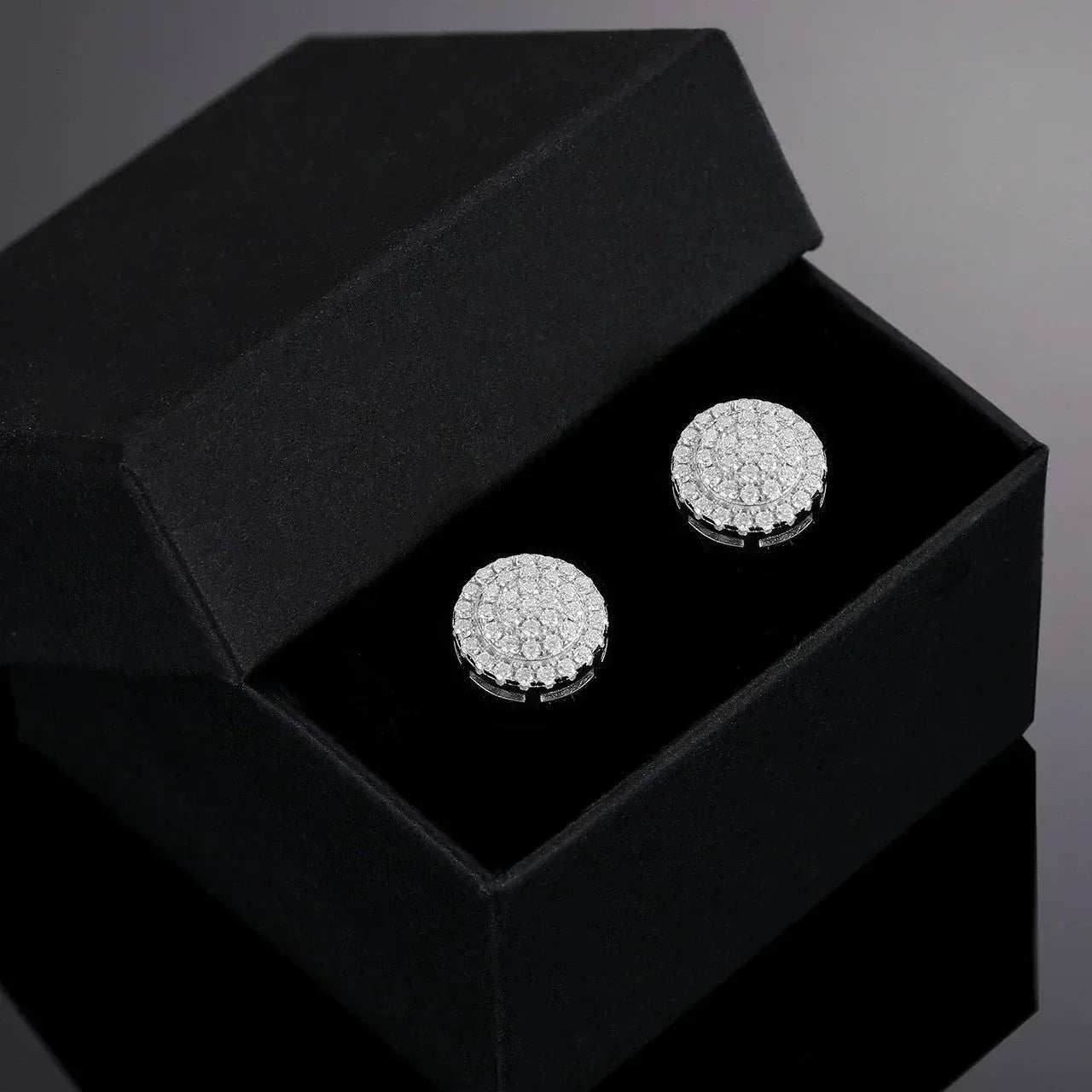 Genuine VVS Solid Sterling Silver Ice Cluster Hip Hop Earrings - CaratixJewelry
