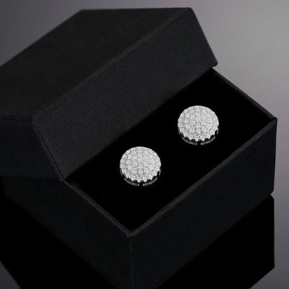 Genuine VVS Solid Sterling Silver Ice Cluster Hip Hop Earrings - CaratixJewelry