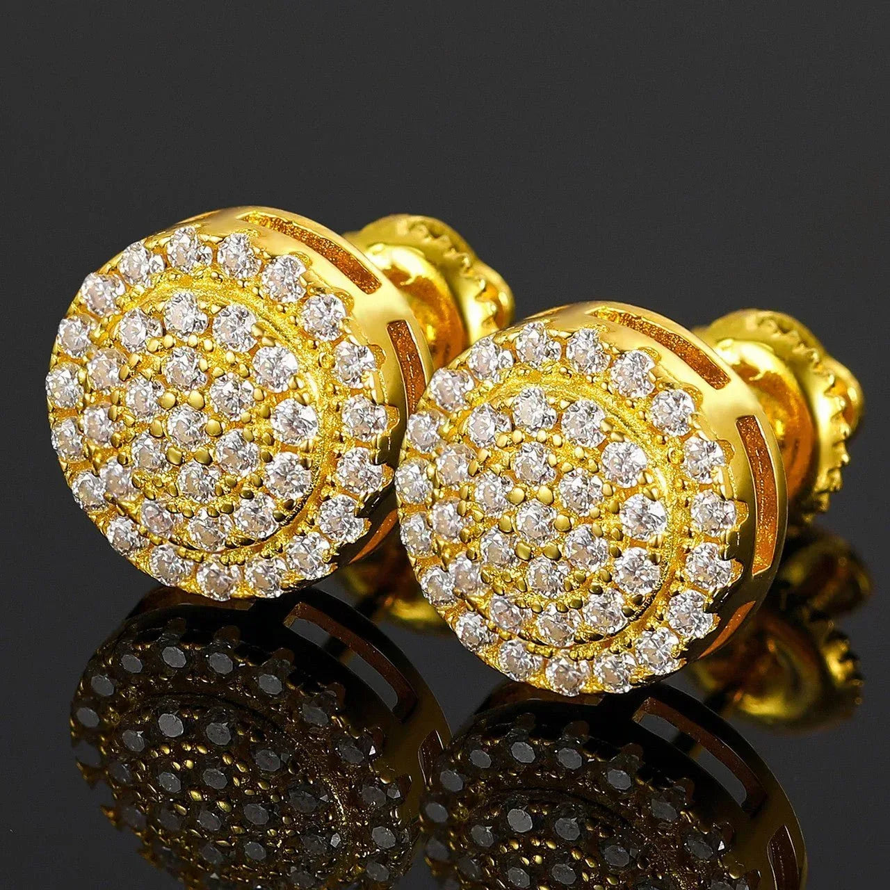 Genuine VVS Solid Sterling Silver Ice Cluster Hip Hop Earrings - CaratixJewelry