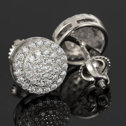 Genuine VVS Solid Sterling Silver Ice Cluster Hip Hop Earrings - CaratixJewelry