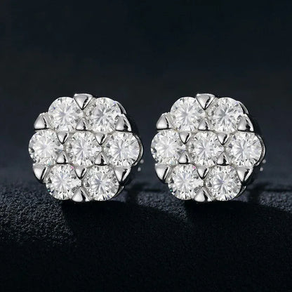 Genuine VVS Lab Burst Hip Hop 14k Gold Over Silver Earrings - CaratixJewelry