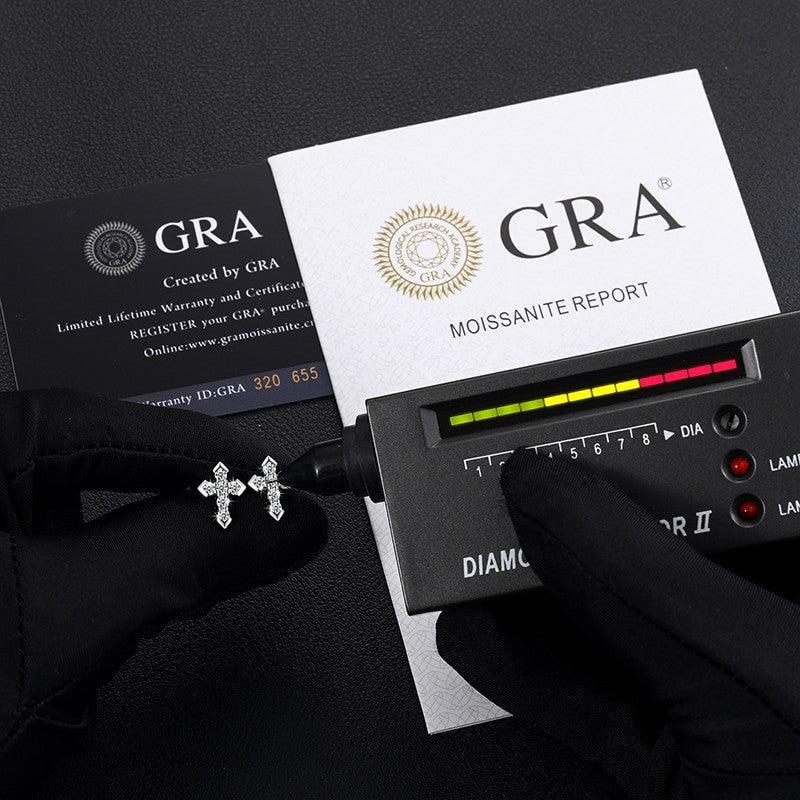 VVS Lab Solid Sterling Silver Arrow Cross Flooded Ice Earrings - CaratixJewelry