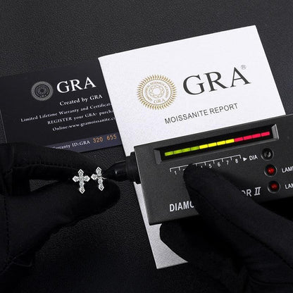 VVS Lab Solid Sterling Silver Arrow Cross Flooded Ice Earrings - CaratixJewelry