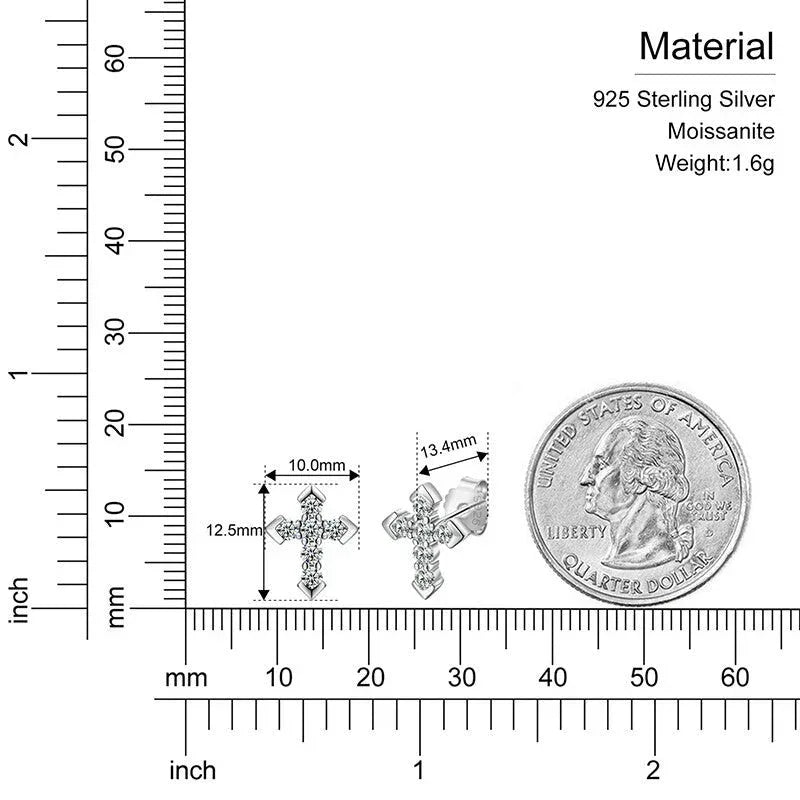 VVS Lab Solid Sterling Silver Arrow Cross Flooded Ice Earrings - CaratixJewelry