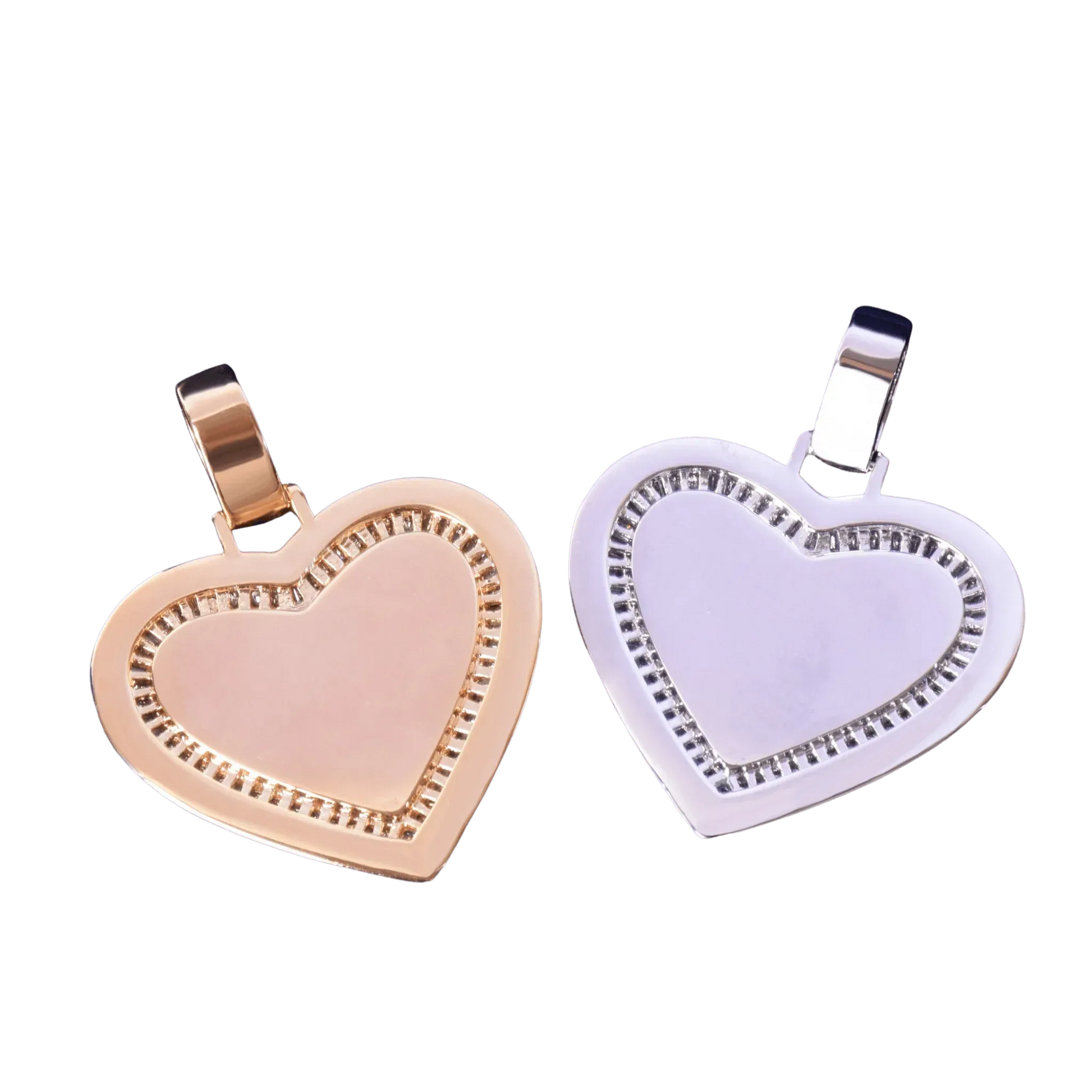 Heart Baguette Custom Photo Pendant Necklace – Iced Out Hip Hop Picture Jewelry for Men and Women - CaratixJewelry