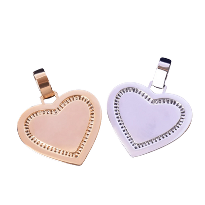 Heart Baguette Custom Photo Pendant Necklace – Iced Out Hip Hop Picture Jewelry for Men and Women - CaratixJewelry