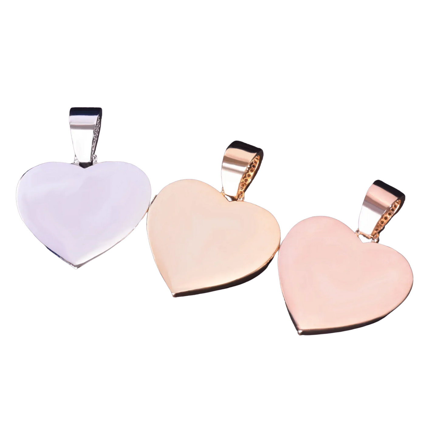 Heart Tennis Bail Solid Back Custom Photo Pendant Necklace – Iced Out Hip Hop Jewelry - CaratixJewelry