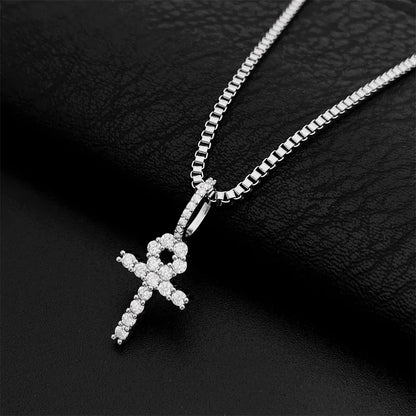 Hip-Hop 2MM S925 Silver D Color Moissanite Cross Pendant Necklace – Trendy Jewelry Accessory - CaratixJewelry