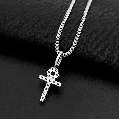 Hip-Hop 2MM S925 Silver D Color Moissanite Cross Pendant Necklace – Trendy Jewelry Accessory - CaratixJewelry