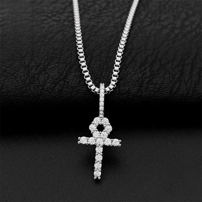 Hip-Hop 2MM S925 Silver D Color Moissanite Cross Pendant Necklace – Trendy Jewelry Accessory - CaratixJewelry