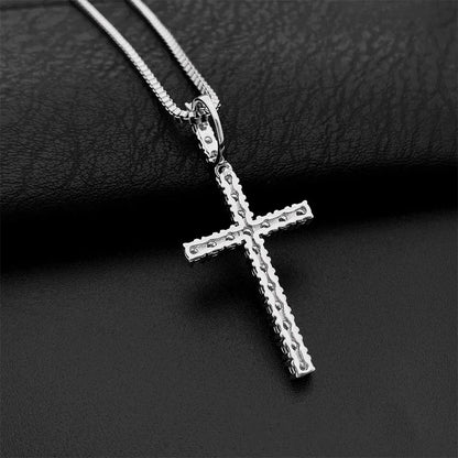 Hip-Hop 3MM S925 Silver D Color Moissanite Cross Pendant Necklace – Trendy Jewelry Accessory - CaratixJewelry