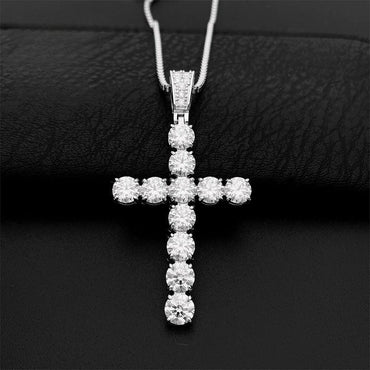 Hip-Hop 6MM S925 Silver D Color Moissanite Cross Pendant Necklace – Trendy Jewelry Accessory - CaratixJewelry