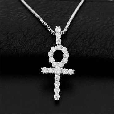 Hip-Hop 925 Silver 3MM Moissanite Cross Pendant Necklace – Trendy Jewelry Accessory - CaratixJewelry