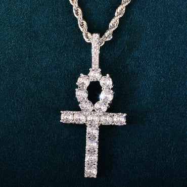 Hip Hop Ankh Cross Pendant Necklace | Moissanite Iced Out Design - CaratixJewelry