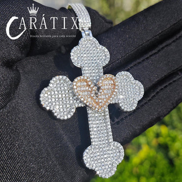Hip Hop Broken Heart Cross Pendant | Iced Out Street Necklace - CaratixJewelry