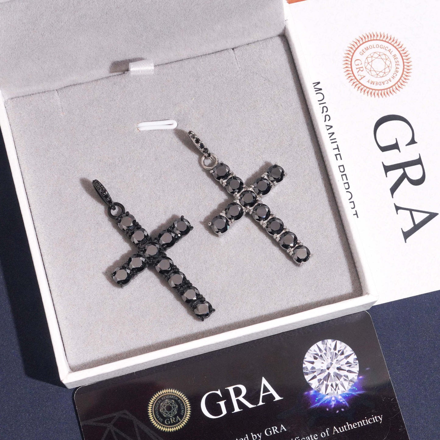Hip - Hop Cross Pendant – Black Moissanite, Unisex Personalized Jewelry - CaratixJewelry