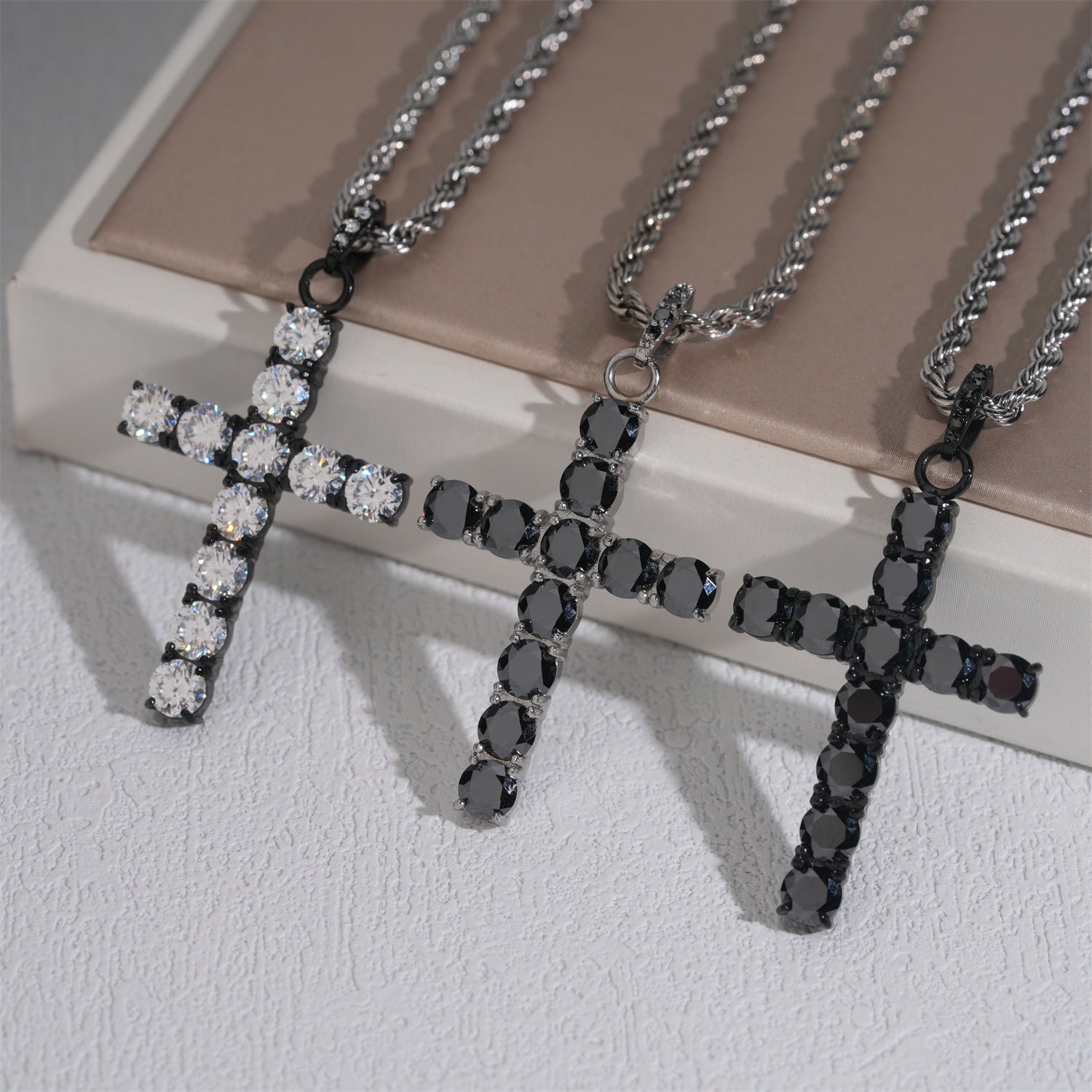 Hip - Hop Cross Pendant – Black Moissanite, Unisex Personalized Jewelry - CaratixJewelry