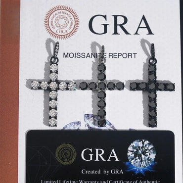 Hip-Hop Cross Pendant – Black Moissanite, Unisex Personalized Jewelry - CaratixJewelry