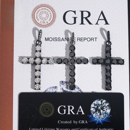 Hip - Hop Cross Pendant – Black Moissanite, Unisex Personalized Jewelry - CaratixJewelry