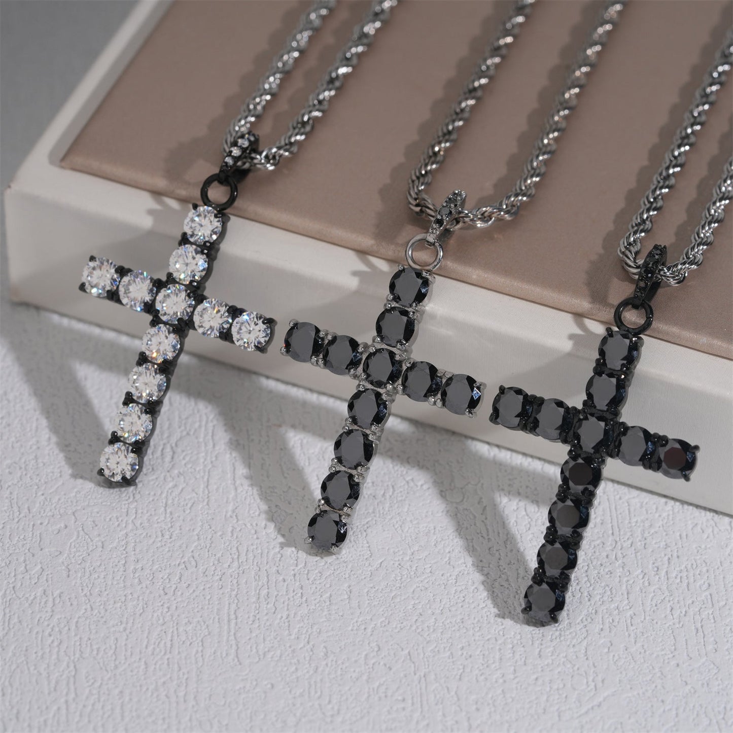 Hip - Hop Cross Pendant – Black Moissanite, Unisex Personalized Jewelry - CaratixJewelry