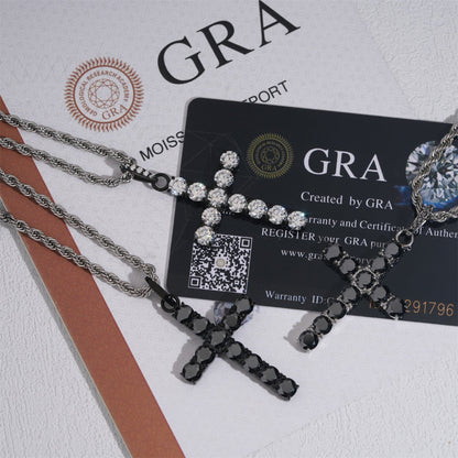 Hip - Hop Cross Pendant – Black Moissanite, Unisex Personalized Jewelry - CaratixJewelry