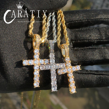 Hip Hop Cross Pendant Necklace for Men | Claw-Set Cubic Zirconia - CaratixJewelry