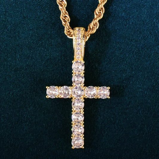 Hip Hop Cross Pendant Necklace for Men | Claw-Set Cubic Zirconia - CaratixJewelry
