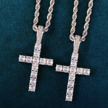 Hip Hop Cross Pendant Necklace for Men | Claw-Set Cubic Zirconia - CaratixJewelry