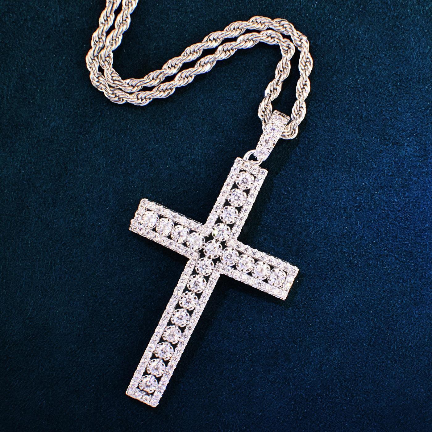 Hip Hop Cross Pendant Necklace | Iced Out CZ Copper Jewelry - CaratixJewelry