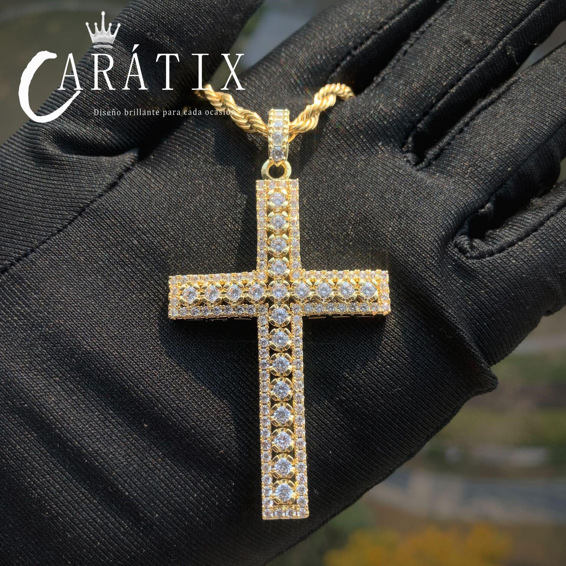 Hip Hop Cross Pendant Necklace | Iced Out CZ Copper Jewelry - CaratixJewelry