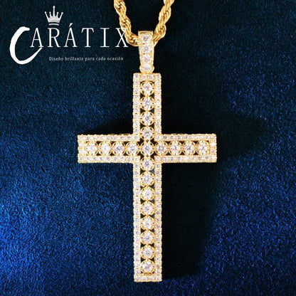 Hip Hop Cross Pendant Necklace | Iced Out CZ Copper Jewelry - CaratixJewelry
