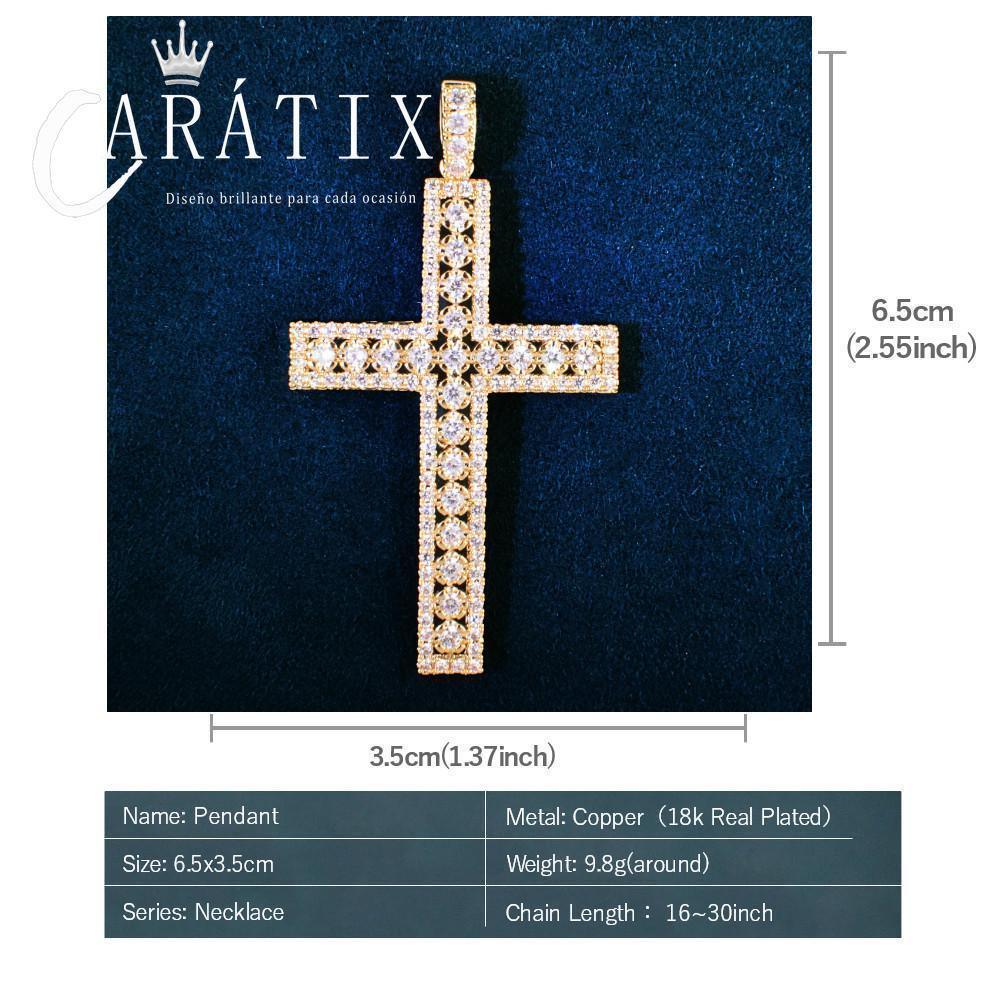 Hip Hop Cross Pendant Necklace | Iced Out CZ Copper Jewelry - CaratixJewelry