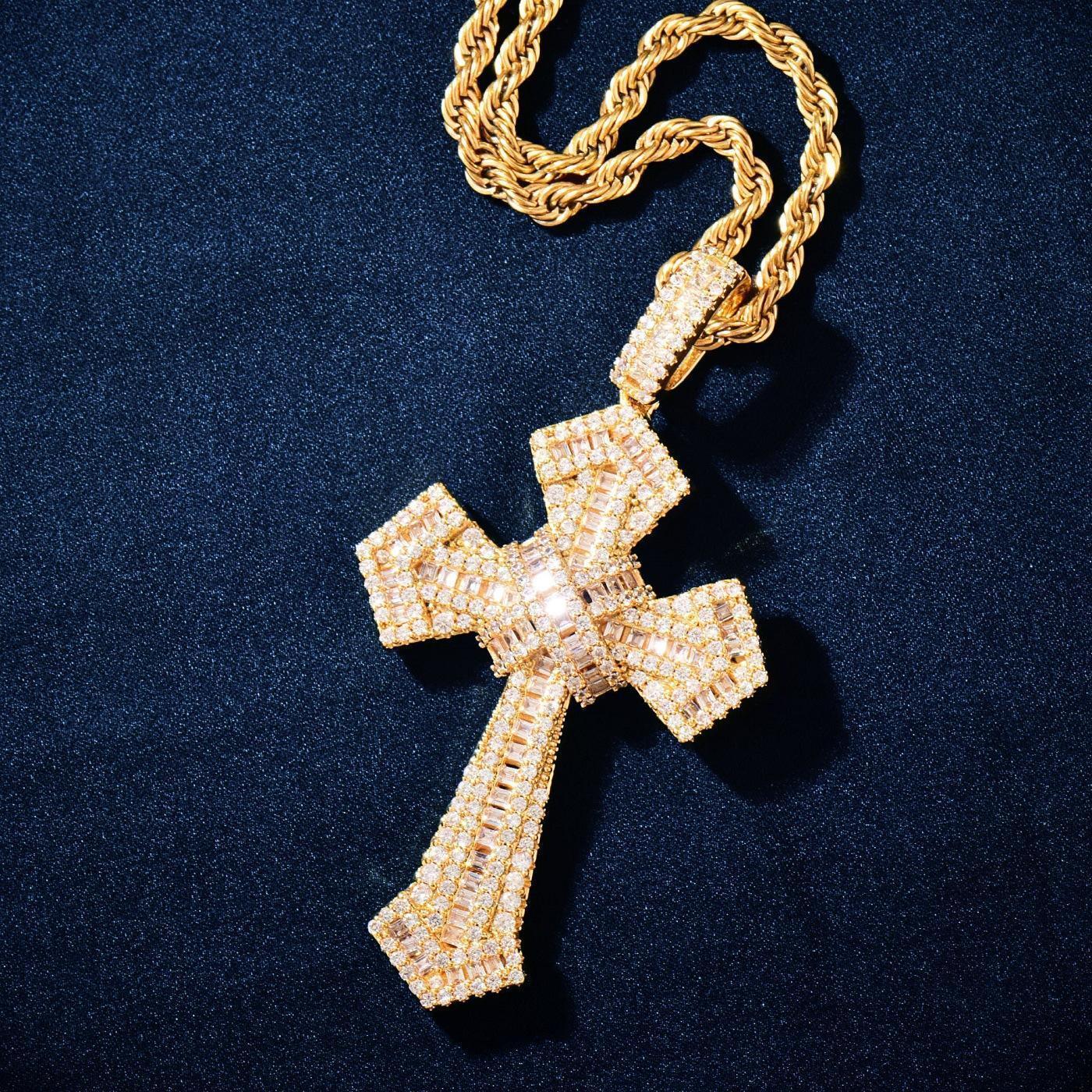 Hip Hop Cross Pendant Necklace | Iced Out Moissanite - CaratixJewelry