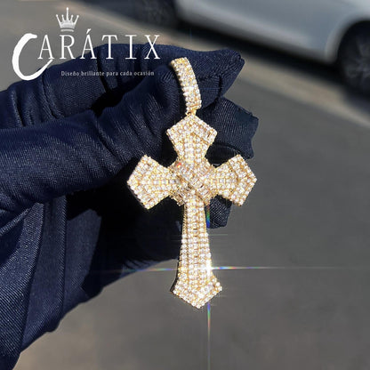Hip Hop Cross Pendant Necklace | Iced Out Moissanite - CaratixJewelry