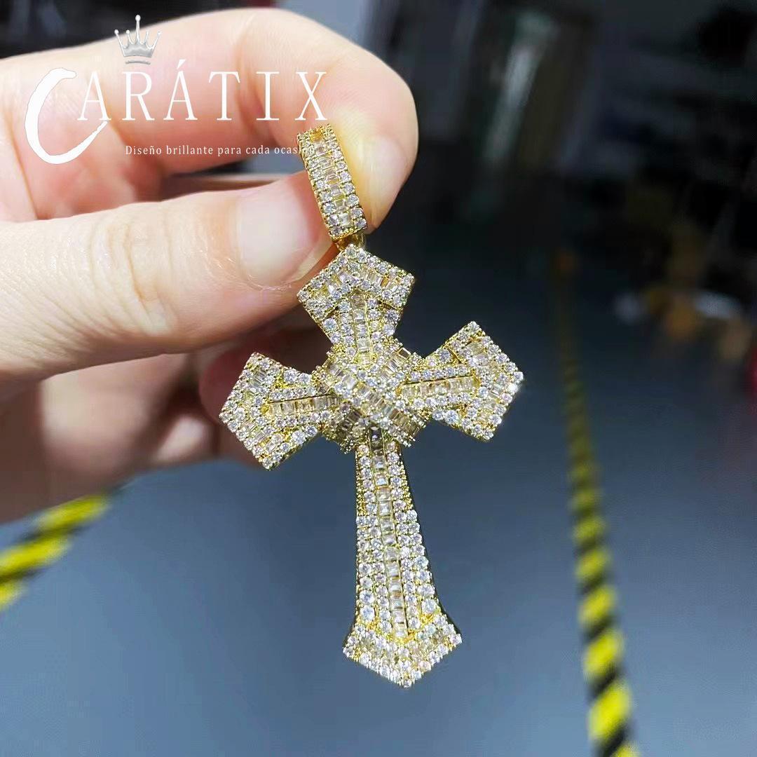 Hip Hop Cross Pendant Necklace | Iced Out Moissanite - CaratixJewelry